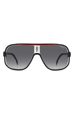 Carrera Eyewear 63mm Oversize Rectangular Navigator Sunglasses in Black Red/Grey Shaded
