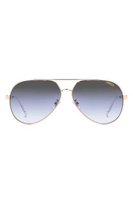 Carrera Eyewear 63mm Polarized Oversize Aviator Sunglasses in Gold Blue/Grey Shaded Blue