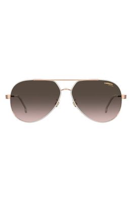 Carrera Eyewear 63mm Polarized Oversize Aviator Sunglasses in White Copper Gold/Brown