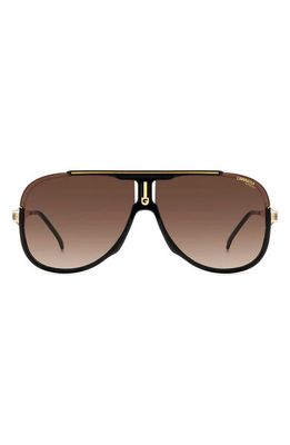 Carrera Eyewear 64mm Oversize Aviator Sunglasses in Black Gold/Brown Gradient