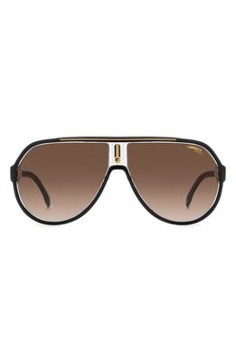 Carrera Eyewear 64mm Oversize Gradient Aviator Sunglasses in Black Gold/Brown