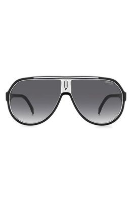 Carrera Eyewear 64mm Oversize Gradient Aviator Sunglasses in Black White/Grey Shaded