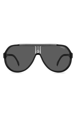 Carrera Eyewear 64mm Polarized Aviator Sunglasses in Black Grey Polar