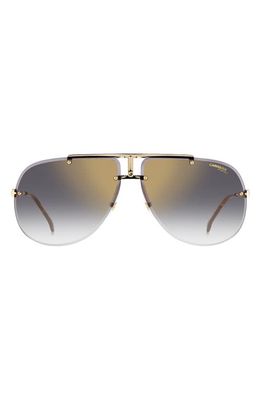 Carrera Eyewear 65mm Oversize Rimless Aviator Sunglasses in Gold Grey /Gray