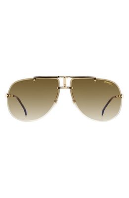 Carrera Eyewear 65mm Oversize Rimless Aviator Sunglasses in Gold Havana /Brown