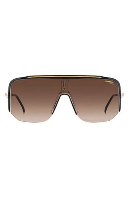 Carrera Eyewear 99mm Oversize Shield Sunglasses in Black Gold/Brown Gradient