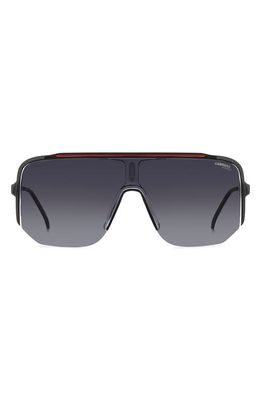 Carrera Eyewear 99mm Oversize Shield Sunglasses in Black Red/Grey Shaded
