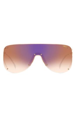 Carrera Eyewear 99mm Shield Sunglasses in Gold Copper/Brown Blue Mirror