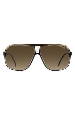 Carrera Eyewear Grand Prix 64mm Polarized Navigator Sunglasses in Black Gold /Brown Gradient