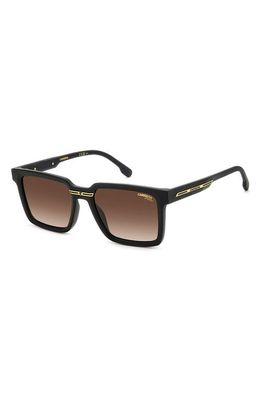 Carrera Eyewear Victory 54mm Gradient Rectangular Sunglasses in Matte Black/Brown Shaded Ar 