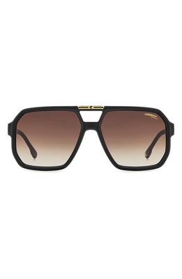 Carrera Eyewear Victory 60mm Gradient Aviator Sunglasses in Matte Black/Brown Shaded Ar