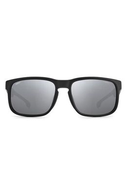 Carrera Eyewear x Ducati 57mm Mirrored Rectangular Sunglasses in Black Grey /Silver Mirror