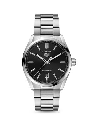 Carrera Stainless Steel & Black Dial Automatic 39MM Bracelet Watch - Silver - Silver