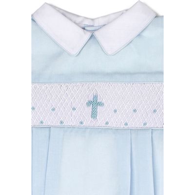 Carriage Boutique Christening Bodysuit in Blue 