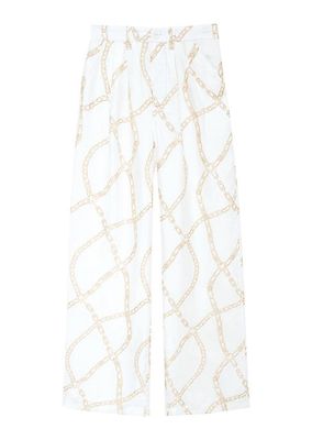 Carrie Chain-Link Printed Wide-Leg Pants