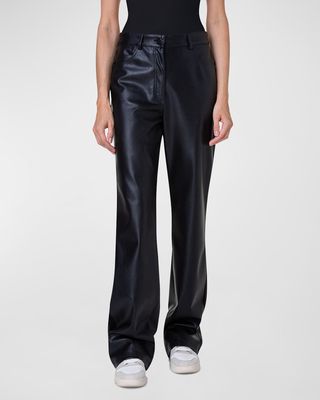 Carrie Mid-Rise Faux Leather Straight Pants