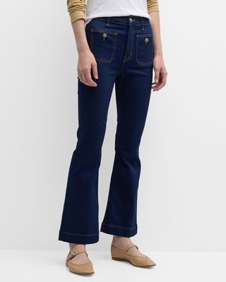 Carson High Rise Ankle Flare Jeans with Patch Pockets
