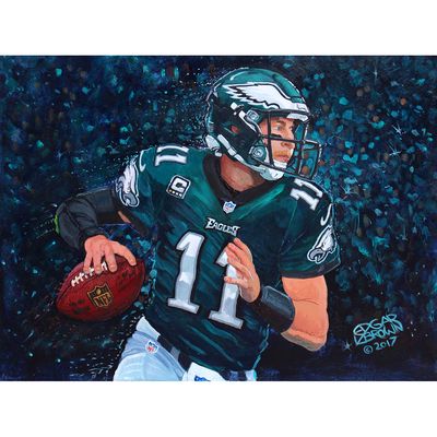 Carson Wentz Philadelphia Eagles 18'' x 24'' Fine Art Print by Edgar Brown