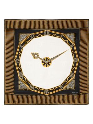 Cartier 1990s clock print silk scarf - Black