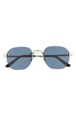 Cartier 53mm Round Sunglasses in Silver/Blue