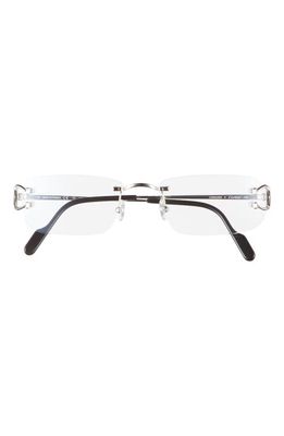 Cartier 56mm Rimless Rectangular Reading Glasses in Silver