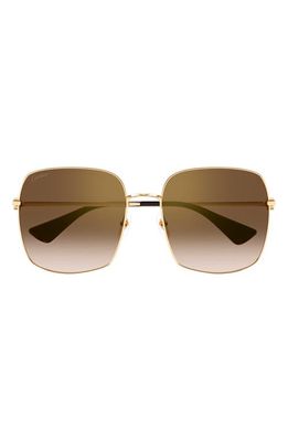 Cartier 60mm Gradient Rectangular Sunglasses in Gold