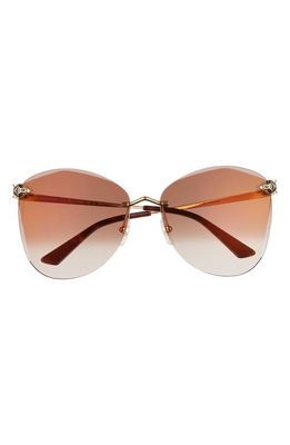 Cartier 62mm Gradient Oversize Butterfly Sunglasses in Gold