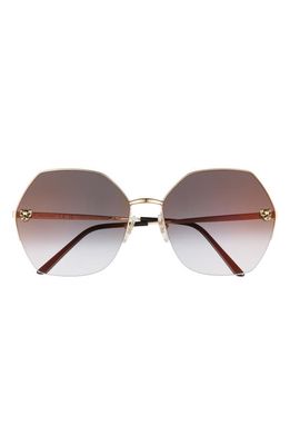 Cartier 62mm Gradient Oversize Geometric Sunglasses in Gold