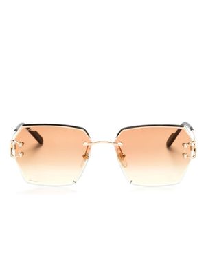 Cartier Eyewear C Décor rimless rectangular-frame sunglasses - Gold