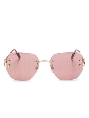 Cartier Eyewear logo-decal frameless sunglasses - Gold