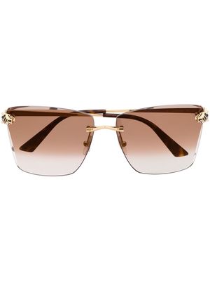 Cartier Eyewear logo-detail square frame sunglasses - Gold