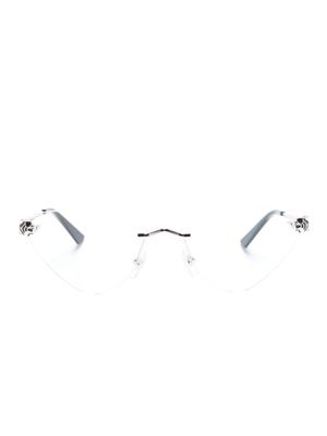 Cartier Eyewear logo-plaque cat-eye frame glasses - Silver