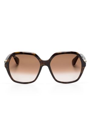 Cartier Eyewear logo-plaque geometric-frame sunglasses - Brown