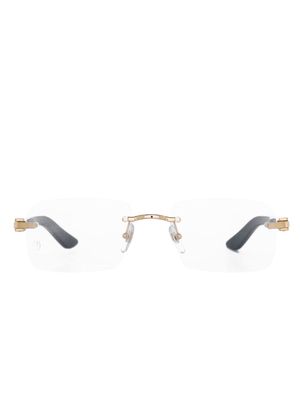Cartier Eyewear logo-plaque rectangle-frame glasses - Black
