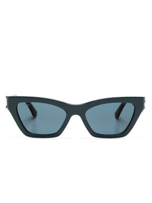 Cartier Eyewear logo-plaque rectangle-frame sunglasses - Blue