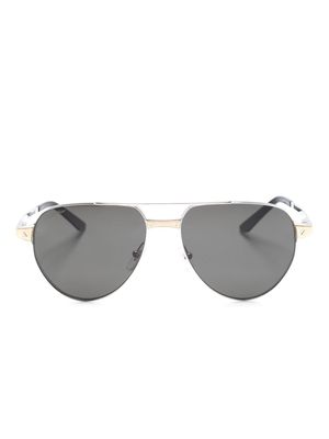 Cartier Eyewear logo-plaque rectangle-frame sunglasses - Silver