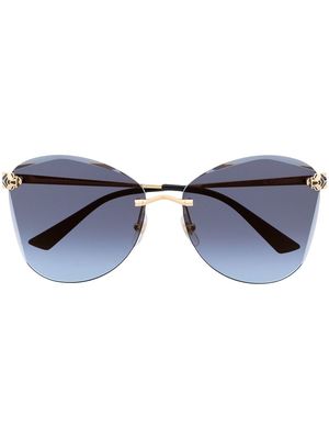 Cartier Eyewear logo-stud geometric-frame sunglasses - Gold
