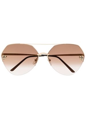 Cartier Eyewear panther head-detail sunglasses - Gold