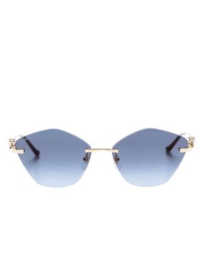 Cartier Eyewear Panther logo geometric-frame sunglasses - Gold