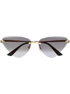 Cartier Eyewear panther-plaque cat-eye sunglasses - Black