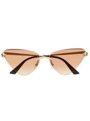 Cartier Eyewear panther-plaque cat-eye sunglasses - Gold