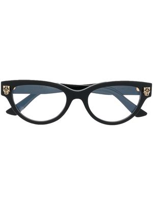 Cartier Eyewear panther-plaque glasses - Black