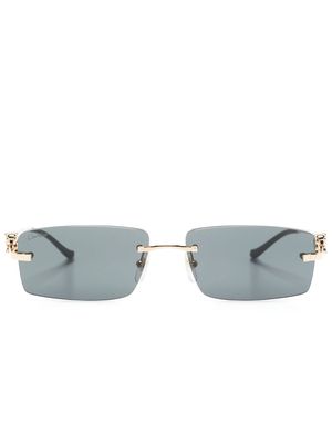 Cartier Eyewear Panther rectangle-frame sunglasses - 001 GOLD-GOLD-GREY