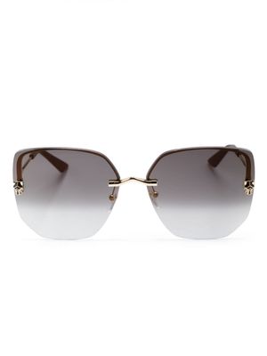 Cartier Eyewear Panthère logo butterfly-frame sunglasses - Gold