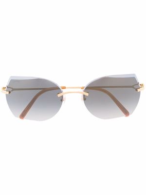 Cartier Eyewear rimless oversized frame sunglasses - Black