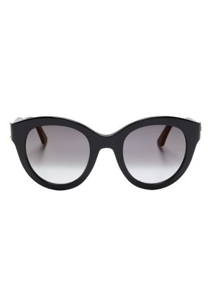Cartier Eyewear YSL logo-plaque round-frame sunglasses - Black