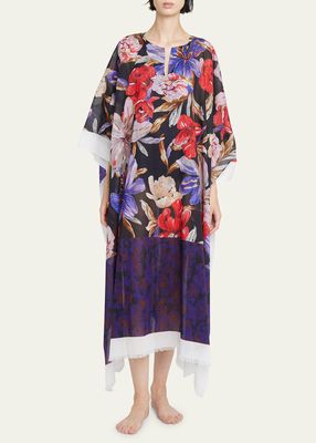 Cartland Floral-Print Long Kaftan Shirt