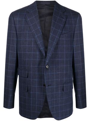Caruso grid-print single-breasted blazer - Blue