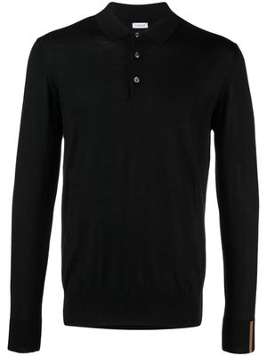 Caruso long-sleeve fine-knit polo shirt - Black