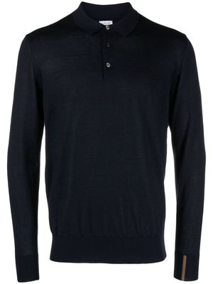 Caruso long-sleeved wool-blend polo shirt - Blue
